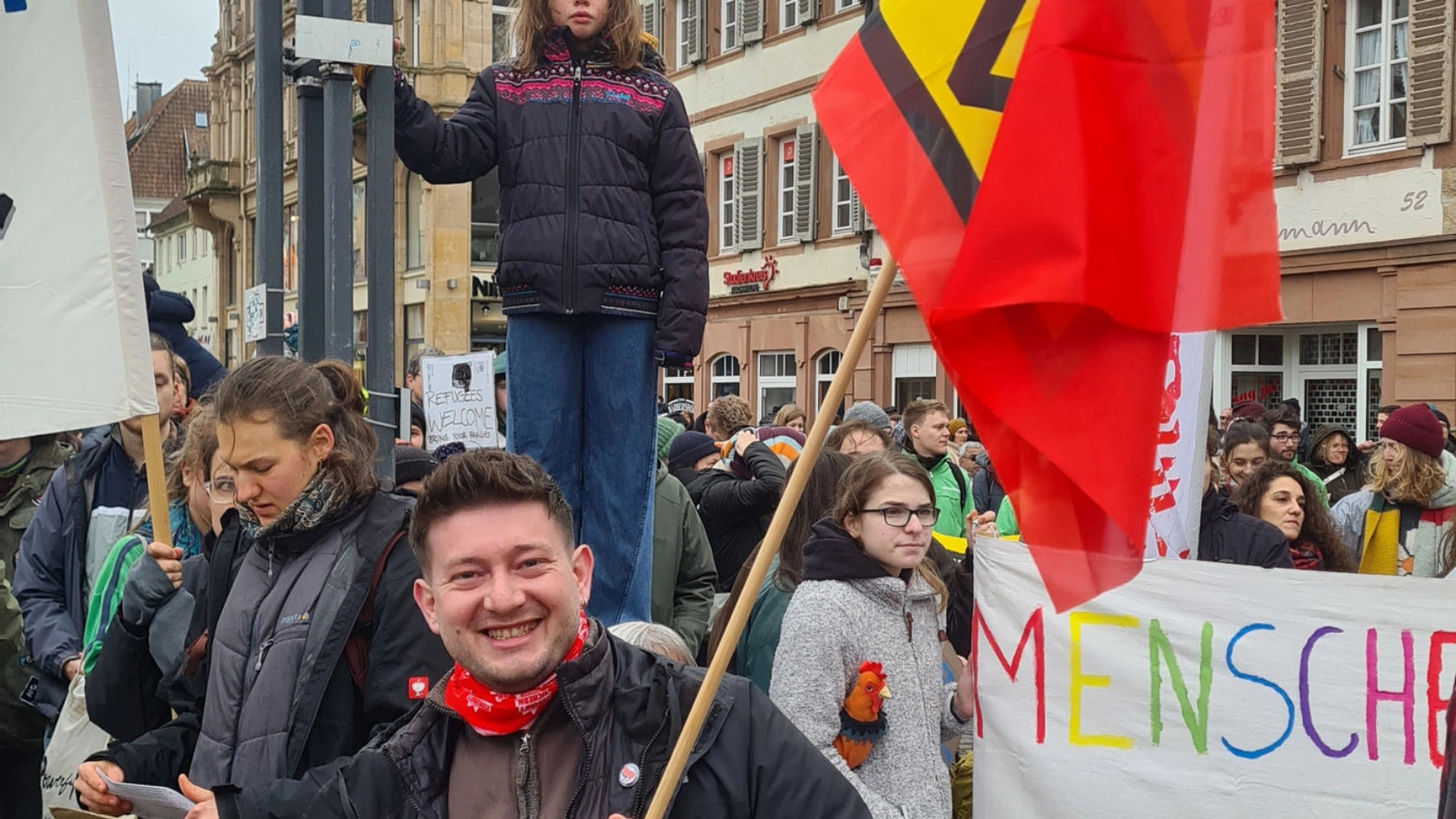 Gewerkschafter zeigen Flagge in Landau