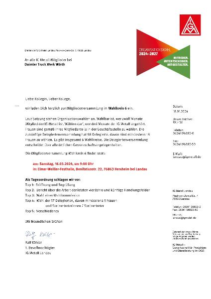 Wahlkreis 6 - Einladung Wahlversammlung
