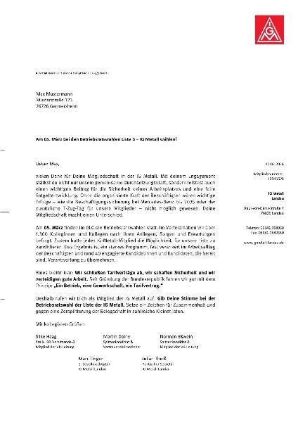 Mitgliederbrief GLC